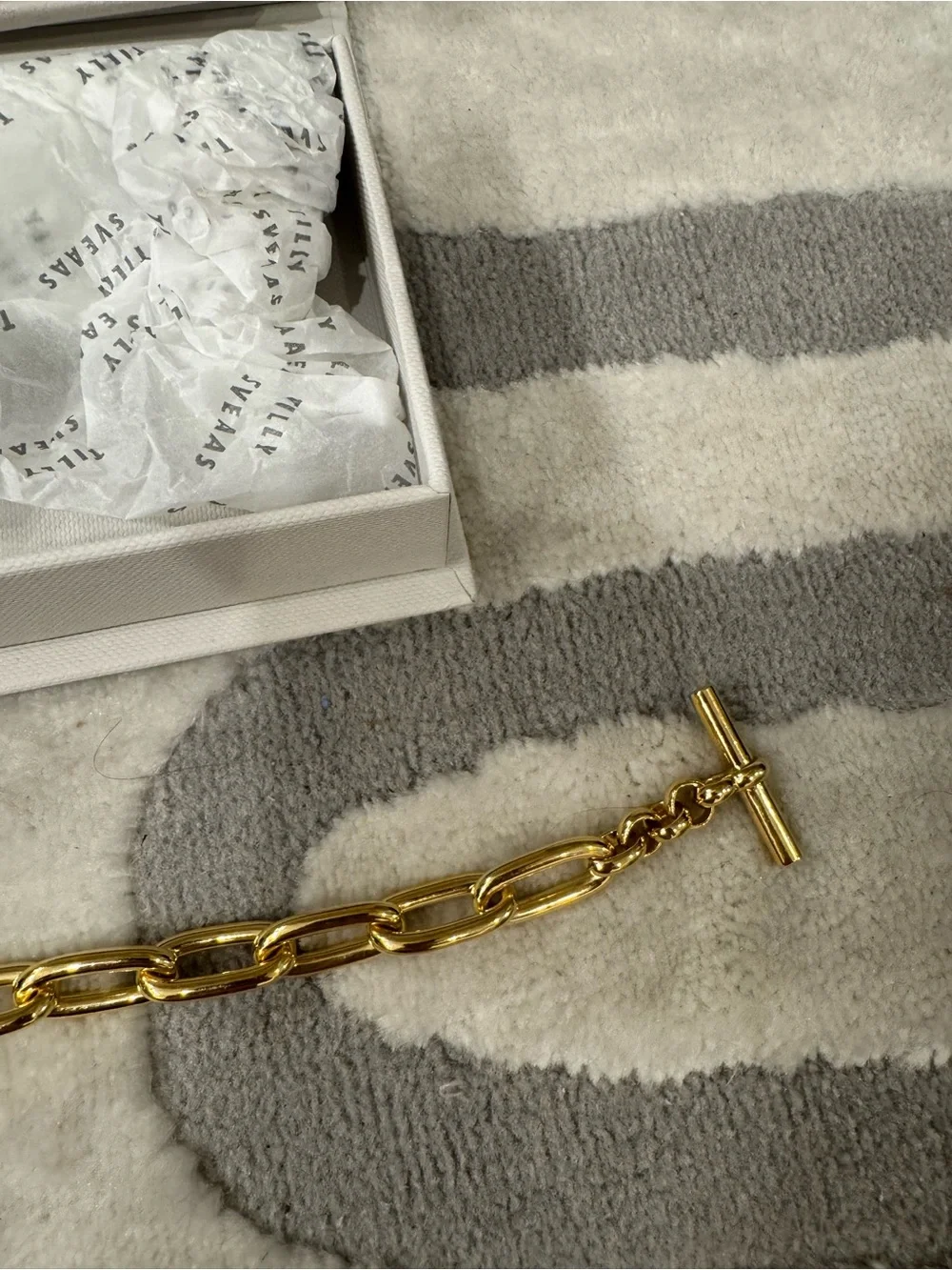 Tilly Sveaas Gold Belcher Bracalet w/ Gold T-Bar